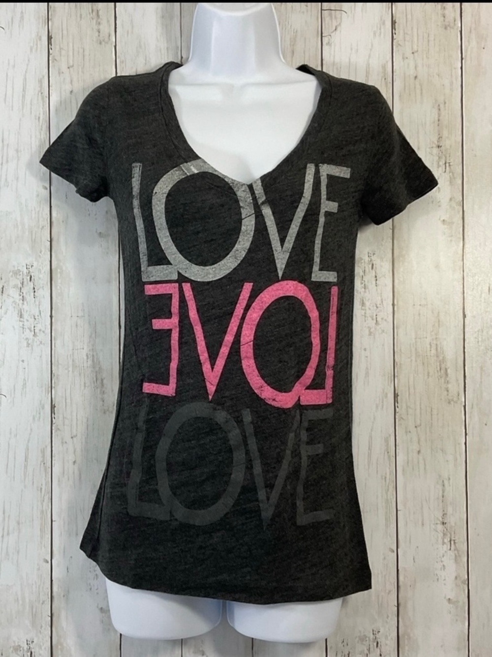 L.O.L. Vintage Charcoal Tee with White Printed Logo